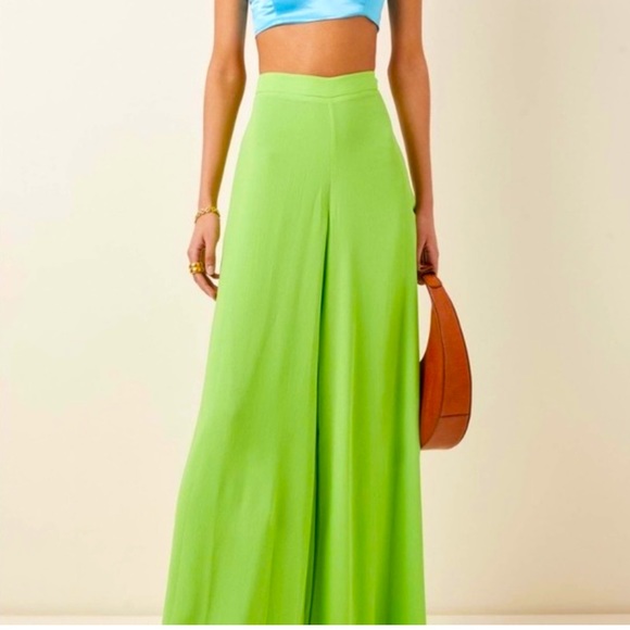 21 Saints Pants - NWT 21 Saints Neon Green High Waisted Palazzo Pants Size M